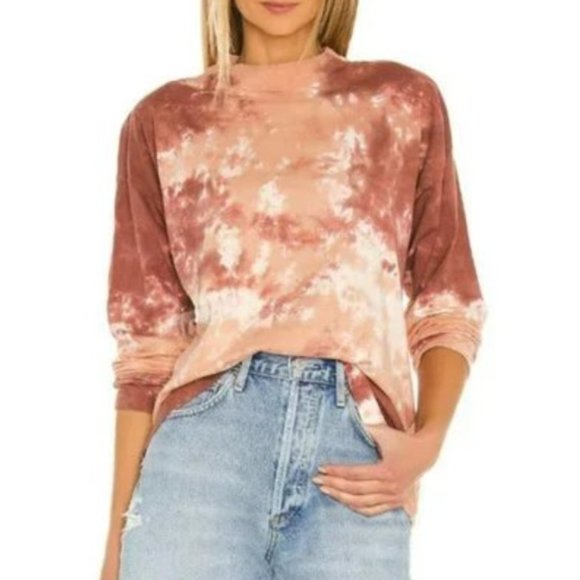 We The Free Tops - NWT Free People We The Free Tie Dye Long Sleeve Oversized Tee Cabernet Pink XS
